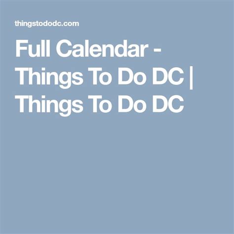 things to do dc calendar.